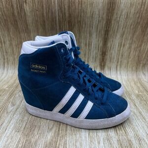 adidas | Shoes | Adidas Basket Profi Womens Size 6 Blue Shoes Sneakers  Wedge Gum Sole D65828 | Poshmark